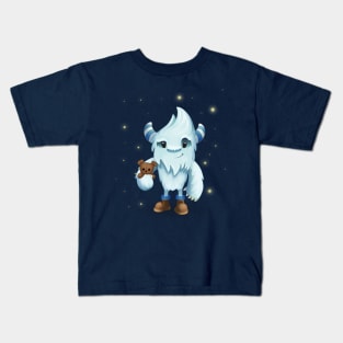 Yeti Snow Winter Monster Hiker with Teddy Bear Kids T-Shirt